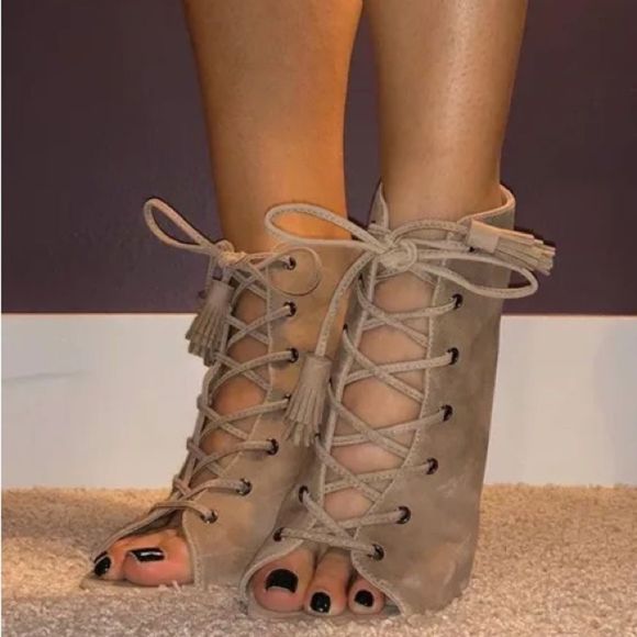 Jessica Simpson Shoes - Jessica Simpson Nude Lace Up Heels Tilory Cashmere 9M